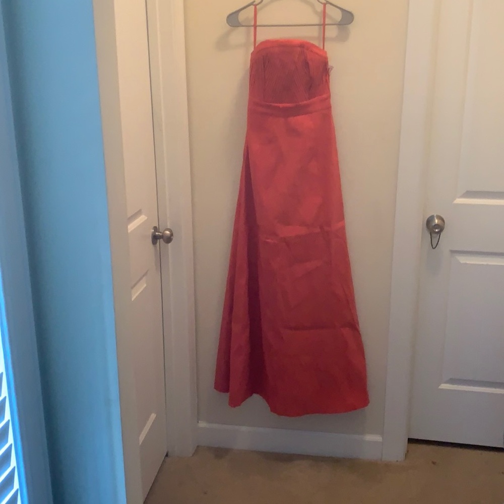 Orange prom dress. Strapless